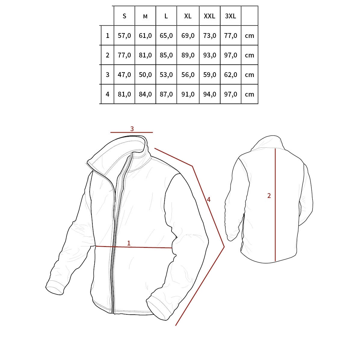 Bunda COMMANDO SMOCK tabulka