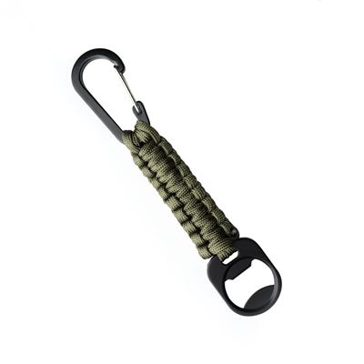Portachiavi PARACORD con moschettone e apribottiglie VERDE