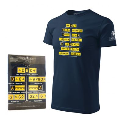 Maglietta con segnaletica stradale all'aeroporto MARKING BLU