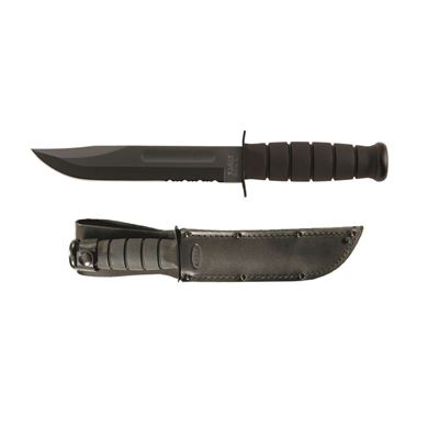 Coltello FIGHTING/UTILITY lama seghettata NERO - fodero in pelle KA-BAR 02-1212 2