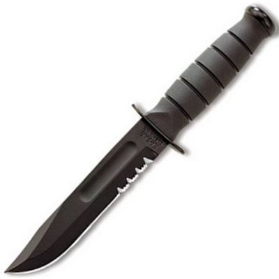 Coltello FIGHTING/UTILITY SHORT lama seghettata - fodero in pelle