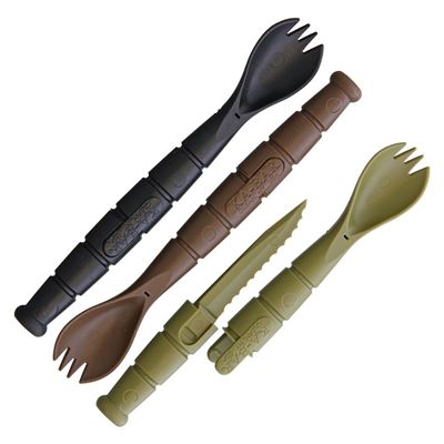 Cucchiai TACTICAL con coltello SCURO 3 pezzi