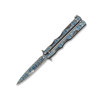 Coltello a farfalla RAIN BLUE con ornamenti