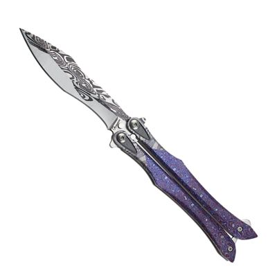 Coltello a farfalla viola 3D balisong
