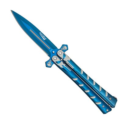 Coltello a farfalla SKULL BLU
