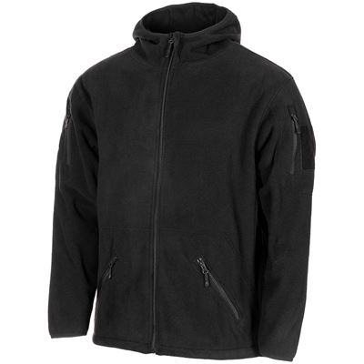 Felpa FLEECE con cappuccio e zip TACTICAL NERA