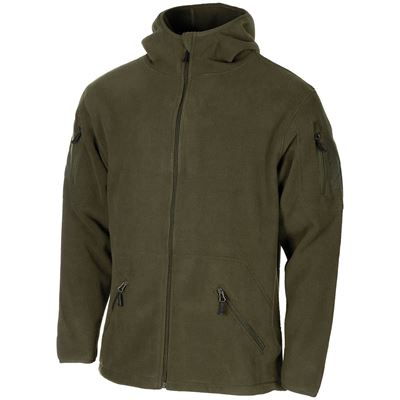 Felpa FLEECE con cappuccio e zip TACTICAL VERDE
