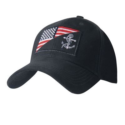 Cappellino con ricamo del logo US NAVY e bandiera americana BLU