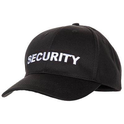 Cappellino da baseball ricamato SECURITY taglia unica NERO