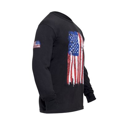 Maglietta BAREVNÁ bandiera USA manica lunga NERO ROTHCO 10321 2