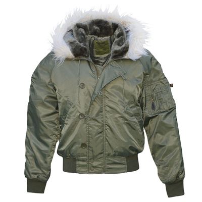 Giacca da pilota Alaska N-2B con cappuccio VERDE