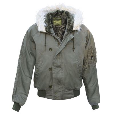 Giacca da pilota Alaska N-2B VINTAGE con cappuccio VERDE