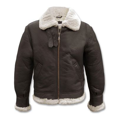 Giacca in pelle US BOMBER B3 con collo MARRONE MIL-TEC® 10450009 2