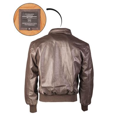 Giacca in pelle US A2 con collo MARRONE MIL-TEC® 10460009 2
