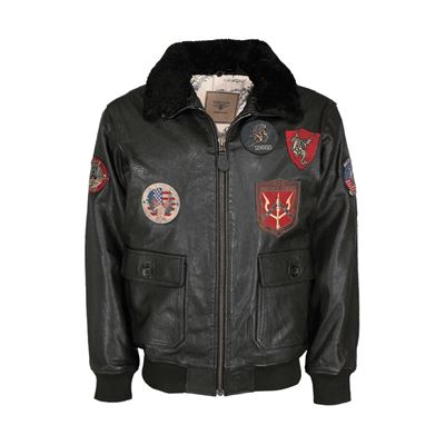 Giacca da pilota in pelle TOP GUN NERA