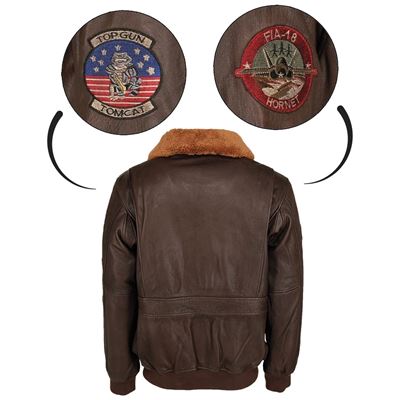 Giacca da pilota in pelle TOP GUN MARRONE MIL-TEC® 10470009 2