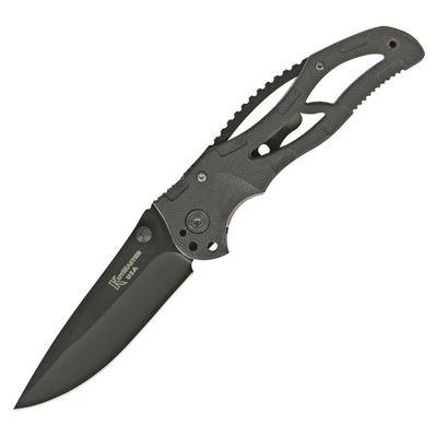 Coltello pieghevole BLACK MONSTER con lama liscia NERO