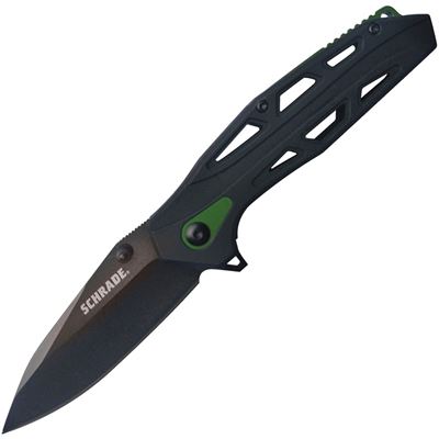 Coltello pieghevole 1100048 lama liscia NERO/VERDE