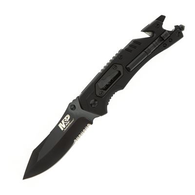 Coltello pieghevole 1100079 M&P lama combinata blister NERO