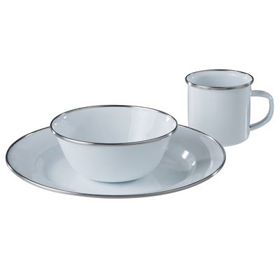 Stoviglie da campeggio smaltate per 4 persone BIANCHE AB 110790 2