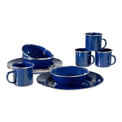 Stoviglie WESTERN set smaltato con bordo 12 pezzi BLU AB 110800 2