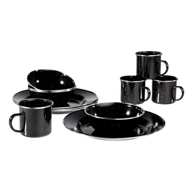 Stoviglie WESTERN set smaltato con bordo 12 pezzi NERO AB 110810 2