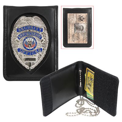 Custodia per distintivo, tessera identificativa e carte in pelle NERO