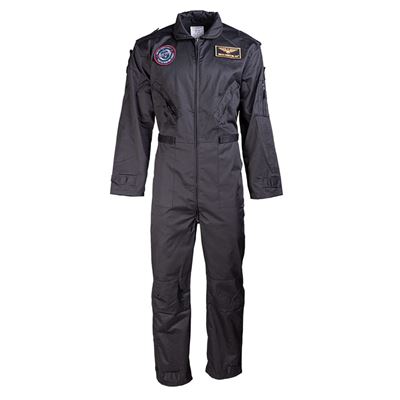 Tuta con cerniera tipo pilota con toppe NERO