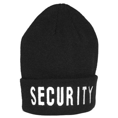 Cappello lavorato a maglia con scritta "SECURITY" POLIACRILICO NERO