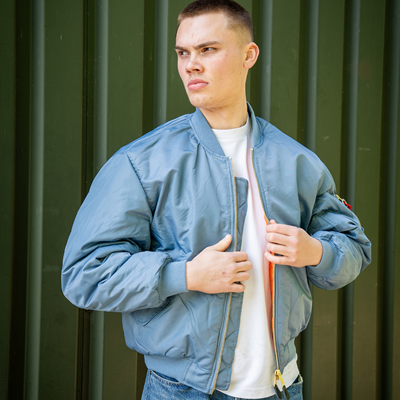 Giacca da pilota US MA1 BOMBER in denim vintage AZZURRO FOSTEX 1214011-VD 6