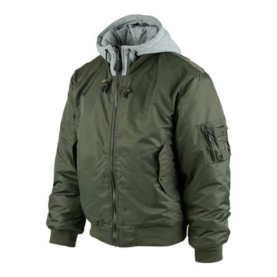 Giacca bomber MA1 con cappuccio VERDE