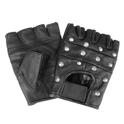 Guanti BIKER senza dita con rivetti NERI