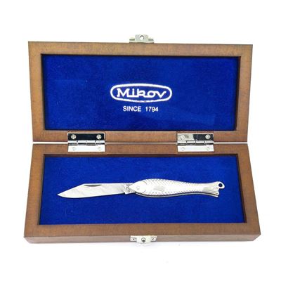 Coltello pesce argentato ACCIAIO DAMASCATO impugnatura ARGENTO MIKOV 130-DS-1 3