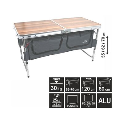 Tavolo pieghevole da campeggio - piano in formica effetto legno Cattara 13481 6