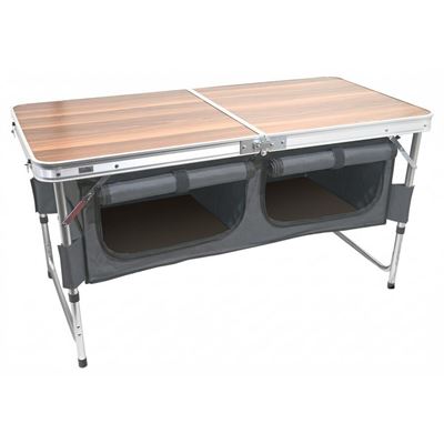 Tavolo pieghevole da campeggio - piano in formica effetto legno