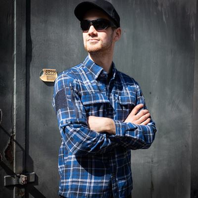 Camicia in flanella CONTRACTOR a quadri BLU Task Force 2215 135505BG 6