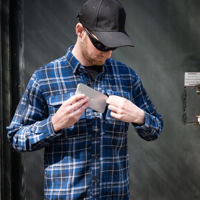 Camicia in flanella CONTRACTOR a quadri BLU Task Force 2215 135505BG 5