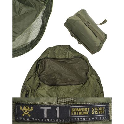 Sacco a pelo tre stagioni MUMIE 3D in fibra cava VERDE MIL-TEC® 14113601 2