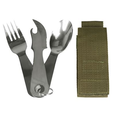 Posate STEEL con anello e custodia VERDE