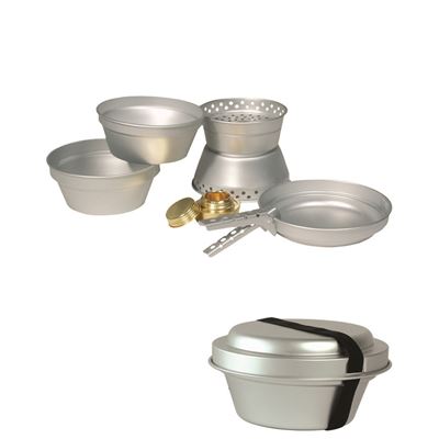 Pentole ALU per cucinare Set da 3 pezzi con fornello ad alcool