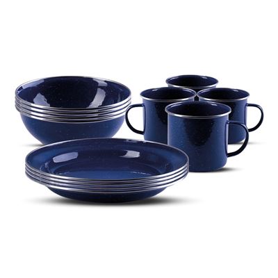 Stoviglie WESTERN set smaltato 12 pezzi BLU