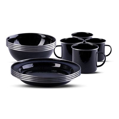 Stoviglie WESTERN set smaltato 12 pezzi NERO