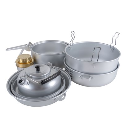 Set da cucina 9 pezzi con bollitore in alluminio
