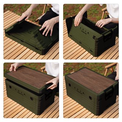 Cassa pieghevole con coperchio e piano in legno 32 L VERDE NILS Camp 15-03-610 2