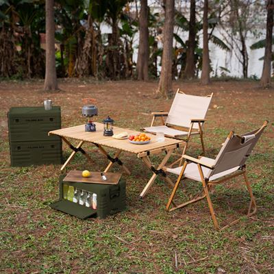 Cassa pieghevole con coperchio e piano in legno 32 L VERDE NILS Camp 15-03-610 4