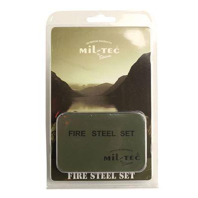 Set per accendere il fuoco con accendino FIRE STEEL in scatola di latta MIL-TEC® 15275000 2