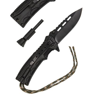 Coltello pieghevole ONE-HAND PARACORD WOOD con acciarino MIL-TEC® 15318410 2
