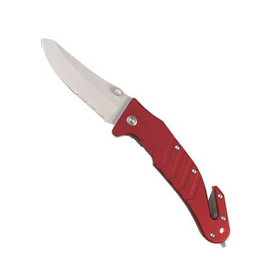 Coltello pieghevole con clip e taglierina nel manico ROSSO