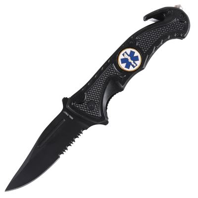 Coltello pieghevole con clip e taglierina RESCUE EMS