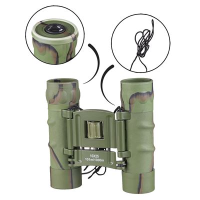 Binocolo 10x25 GEN II gommato con custodia mimetica MIL-TEC® 15702120 2